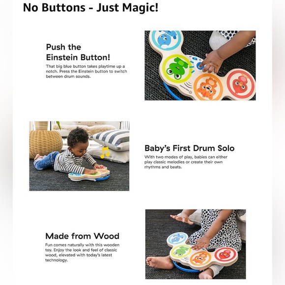 NWOB Baby Einstein Magic Touch Wooden Drum Musical Toy - Picture 5 of 8